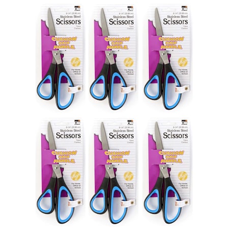 Charles Leonard Cushion Grip Scissors, 8.25in Bent, PK6 80825